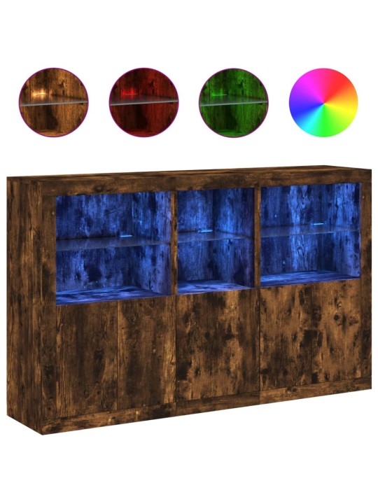 Kumode ar led lampiņām, ozolkoka krāsa, 162x37x100 cm