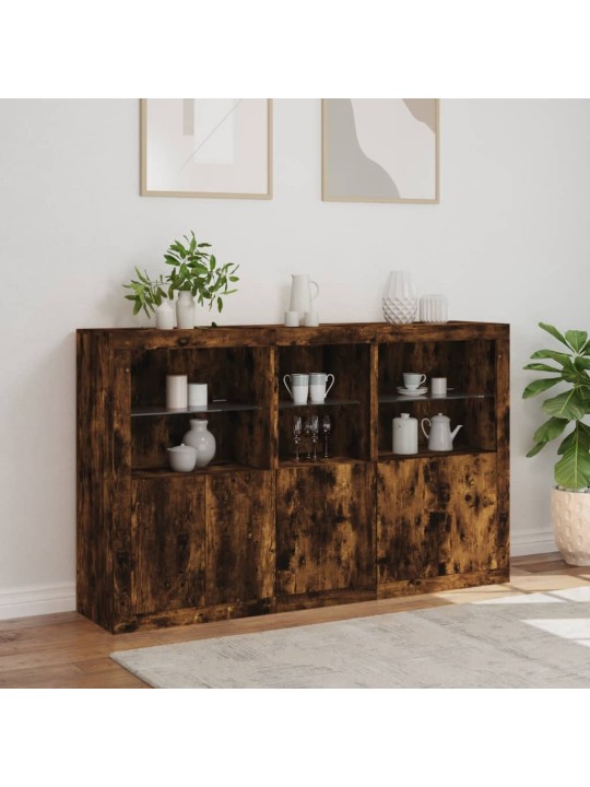 Kumode ar led lampiņām, ozolkoka krāsa, 162x37x100 cm