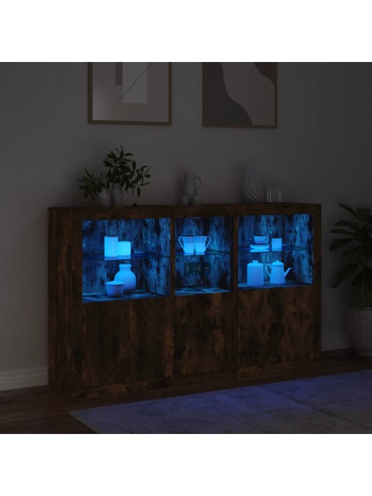 Kumode ar led lampiņām, ozolkoka krāsa, 162x37x100 cm