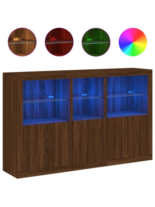 Kumode ar led lampiņām, brūna koka krāsa, 162x37x100 cm