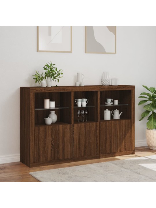 Kumode ar led lampiņām, brūna koka krāsa, 162x37x100 cm