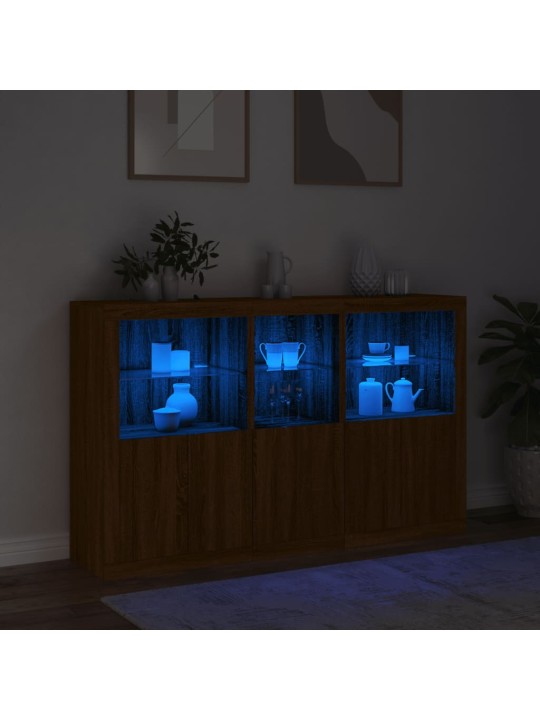Kumode ar led lampiņām, brūna koka krāsa, 162x37x100 cm