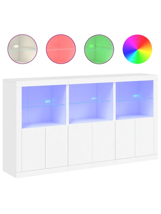 Kumode ar led lampiņām, balta, 181,5x37x100 cm