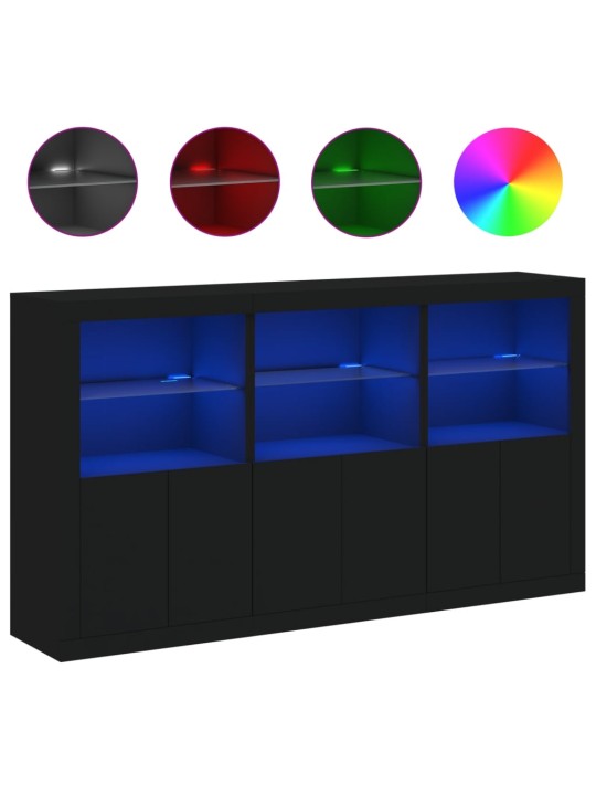 Kumode ar led lampiņām, melna, 181,5x37x100 cm