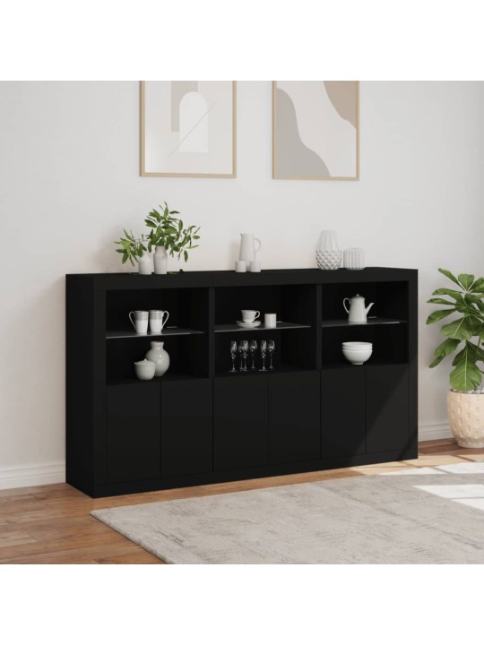 Kumode ar led lampiņām, melna, 181,5x37x100 cm
