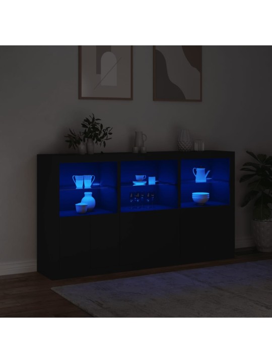 Kumode ar led lampiņām, melna, 181,5x37x100 cm