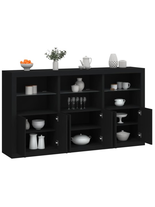Kumode ar led lampiņām, melna, 181,5x37x100 cm
