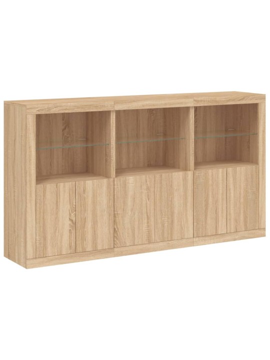 Kumode ar led lampiņām, ozolkoka krāsa, 181,5x37x100 cm