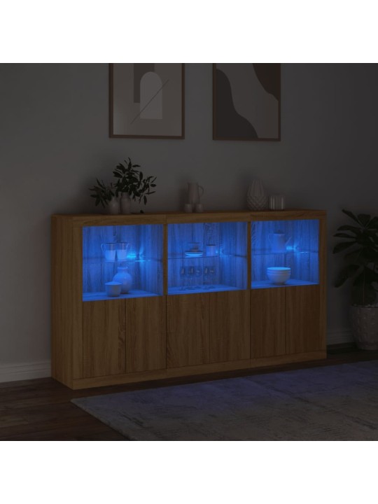 Kumode ar led lampiņām, ozolkoka krāsa, 181,5x37x100 cm