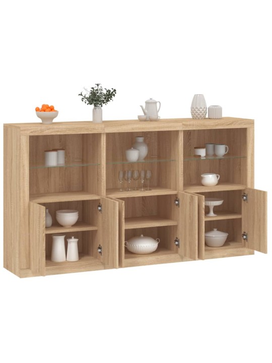 Kumode ar led lampiņām, ozolkoka krāsa, 181,5x37x100 cm