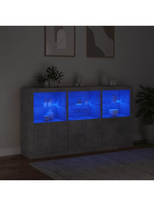 Kumode ar led lampiņām, betona pelēka, 181,5x37x100 cm