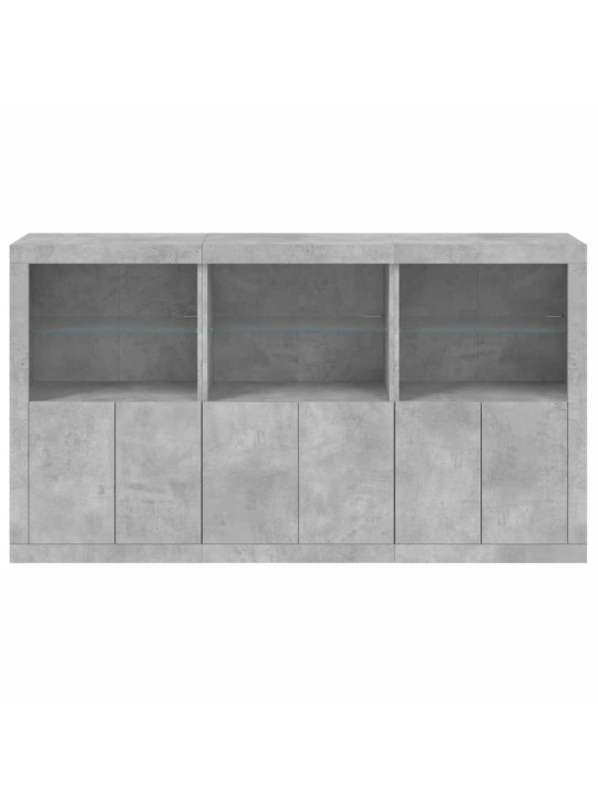Kumode ar led lampiņām, betona pelēka, 181,5x37x100 cm
