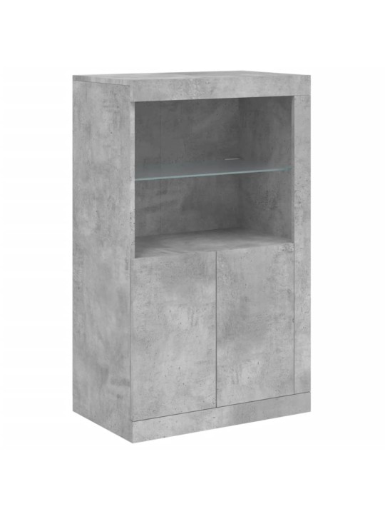 Kumode ar led lampiņām, betona pelēka, 181,5x37x100 cm