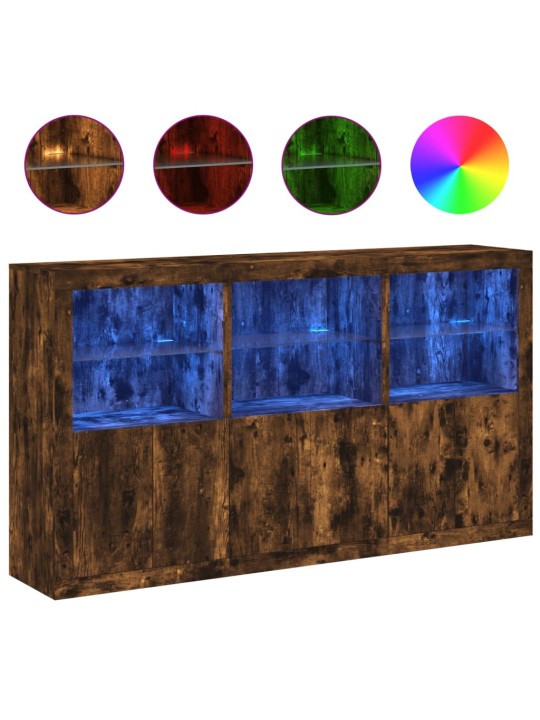 Kumode ar led lampiņām, ozolkoka krāsa, 181,5x37x100 cm