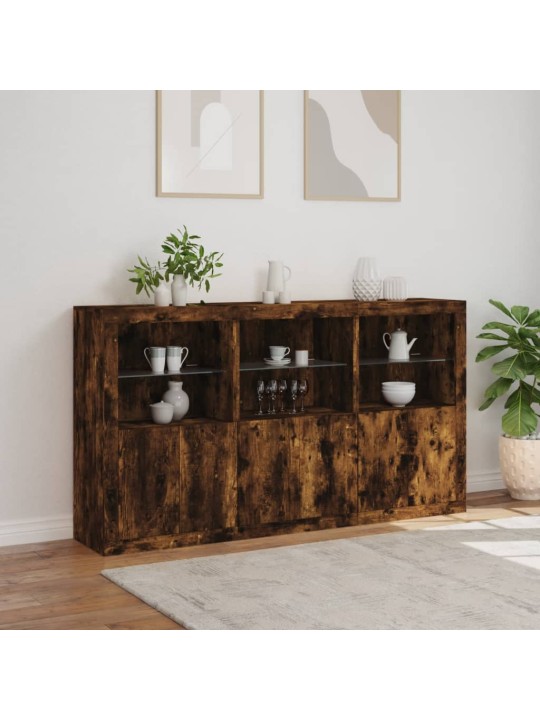 Kumode ar led lampiņām, ozolkoka krāsa, 181,5x37x100 cm