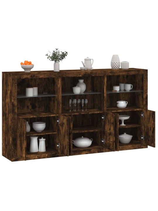 Kumode ar led lampiņām, ozolkoka krāsa, 181,5x37x100 cm