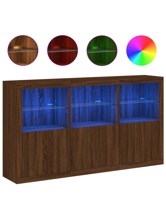 Kumode ar led lampiņām, brūna koka krāsa, 181,5x37x100 cm