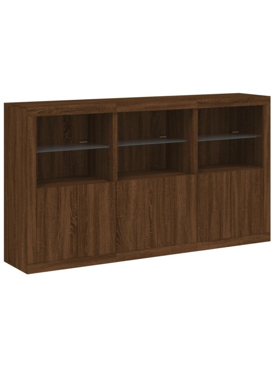 Kumode ar led lampiņām, brūna koka krāsa, 181,5x37x100 cm