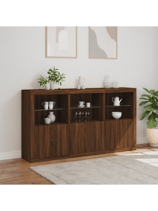 Kumode ar led lampiņām, brūna koka krāsa, 181,5x37x100 cm