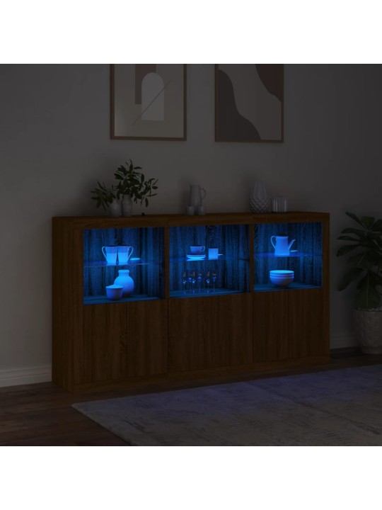 Kumode ar led lampiņām, brūna koka krāsa, 181,5x37x100 cm