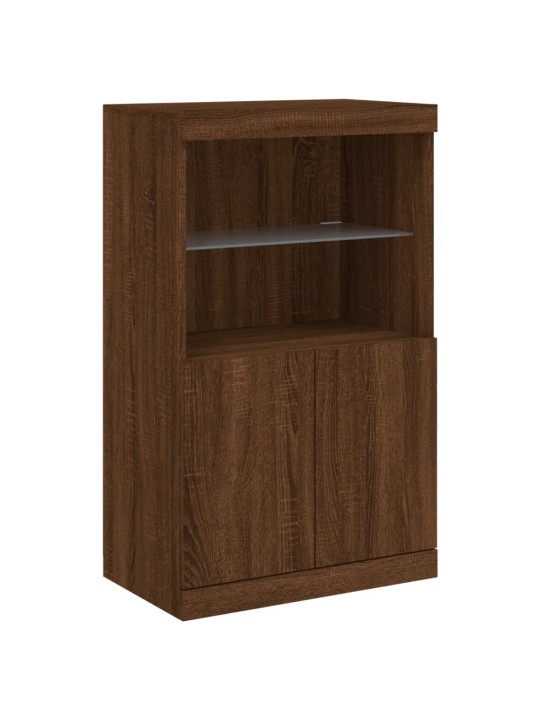 Kumode ar led lampiņām, brūna koka krāsa, 181,5x37x100 cm