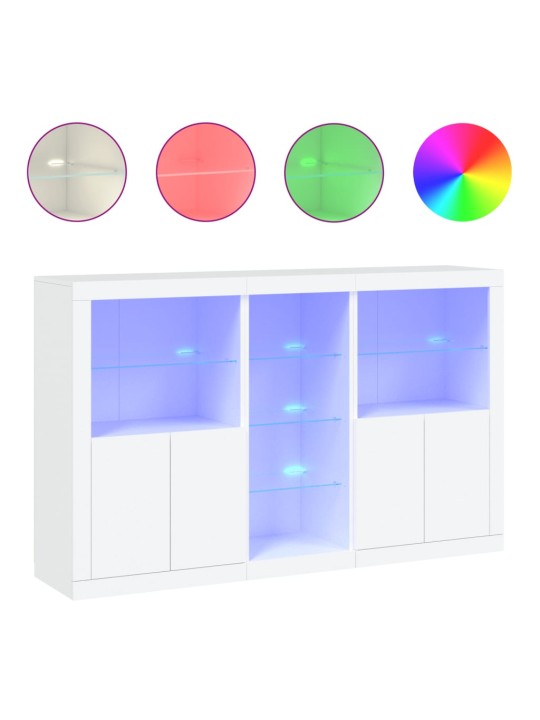 Kumode ar led lampiņām, 162x37x100 cm, balta