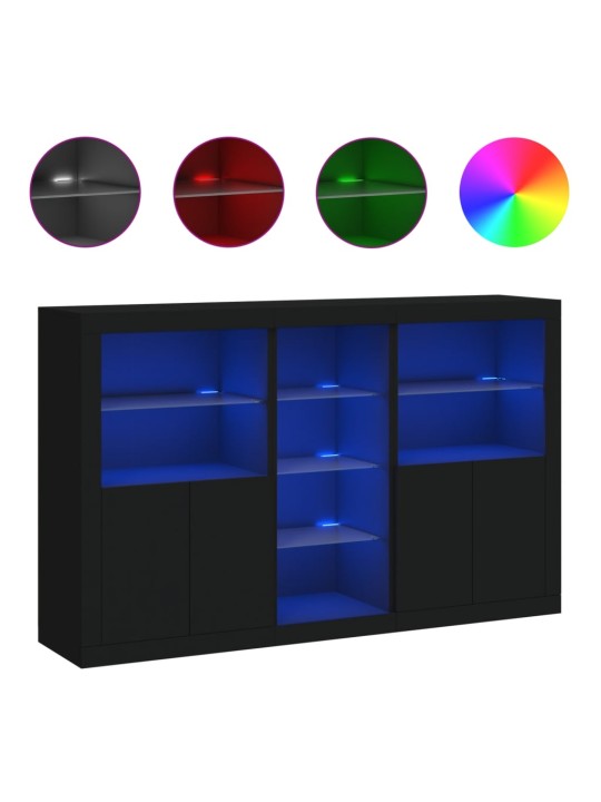 Kumode ar led lampiņām, melna, 162x37x100 cm