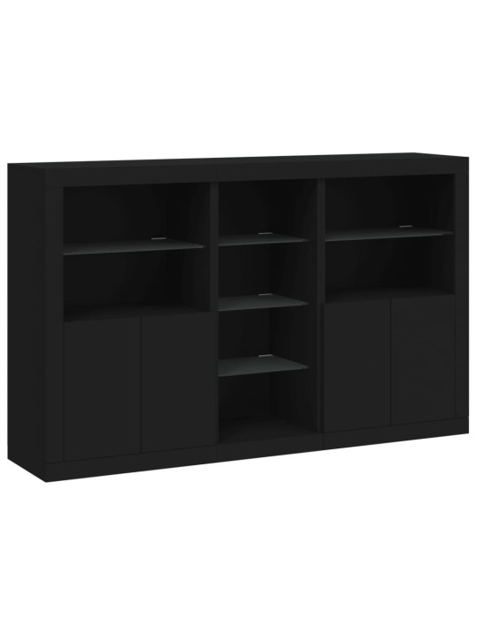 Kumode ar led lampiņām, melna, 162x37x100 cm