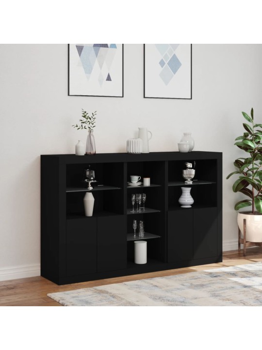 Kumode ar led lampiņām, melna, 162x37x100 cm