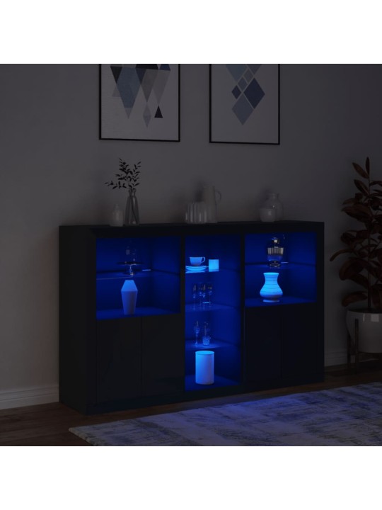 Kumode ar led lampiņām, melna, 162x37x100 cm