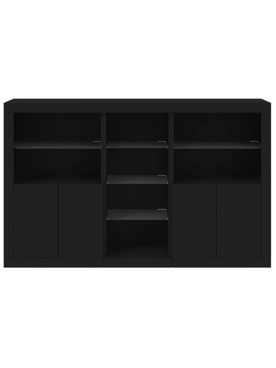 Kumode ar led lampiņām, melna, 162x37x100 cm