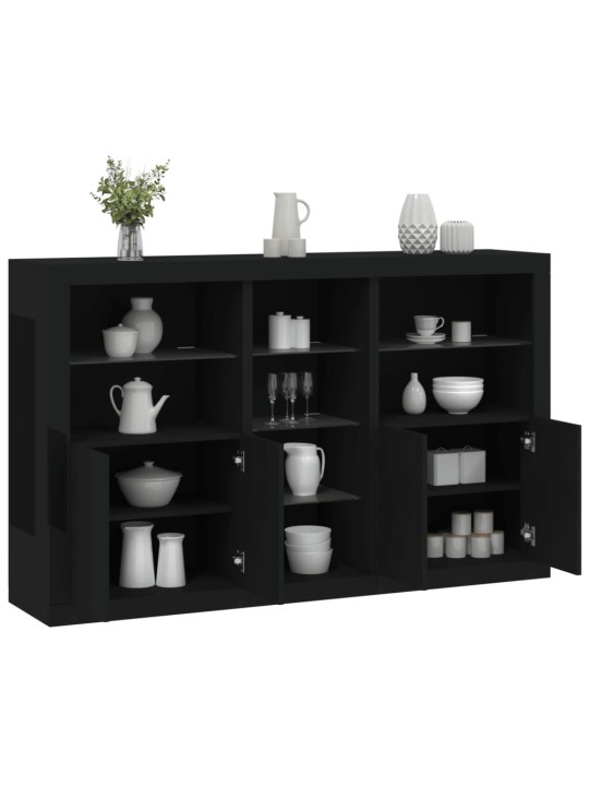 Kumode ar led lampiņām, melna, 162x37x100 cm