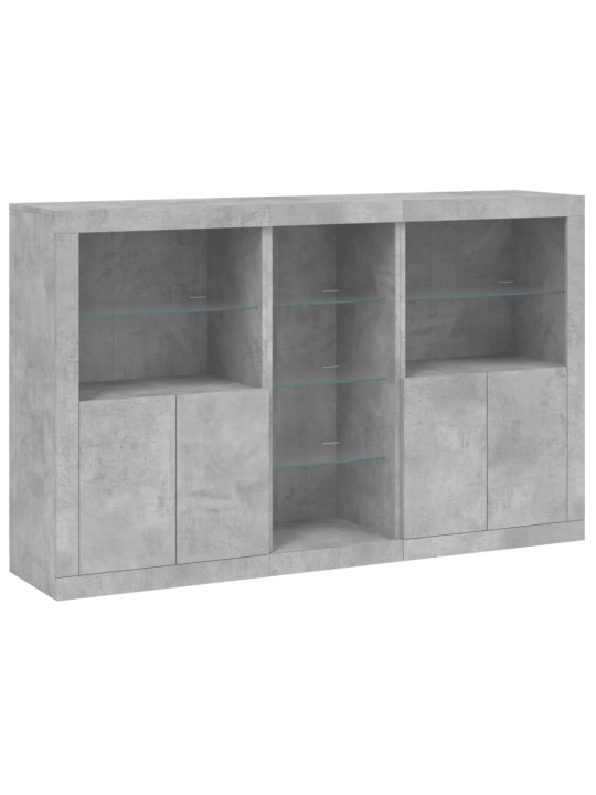 Kumode ar led lampiņām, betona pelēka, 162x37x100 cm