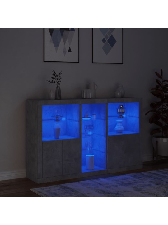 Kumode ar led lampiņām, betona pelēka, 162x37x100 cm