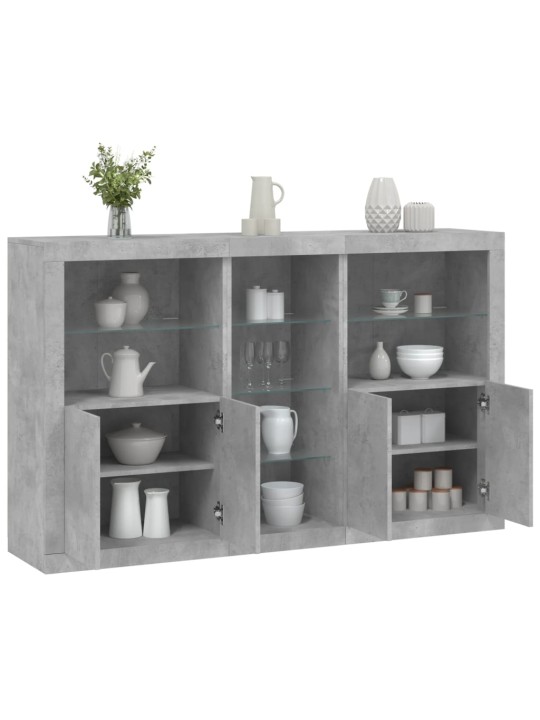 Kumode ar led lampiņām, betona pelēka, 162x37x100 cm