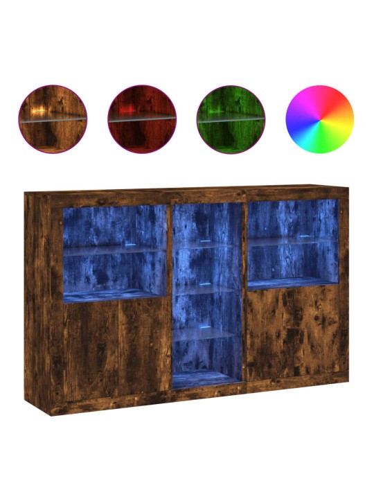Kumode ar led lampiņām, ozolkoka krāsa, 162x37x100 cm