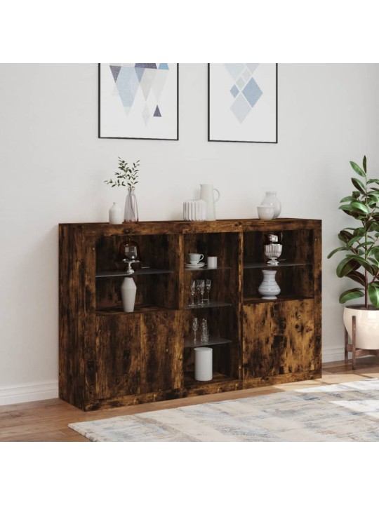 Kumode ar led lampiņām, ozolkoka krāsa, 162x37x100 cm