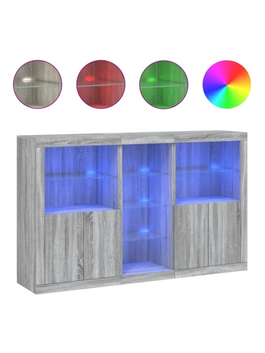 Kumode ar led lampiņām, pelēka ozolkoka krāsa, 162x37x100 cm
