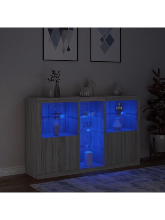 Kumode ar led lampiņām, pelēka ozolkoka krāsa, 162x37x100 cm