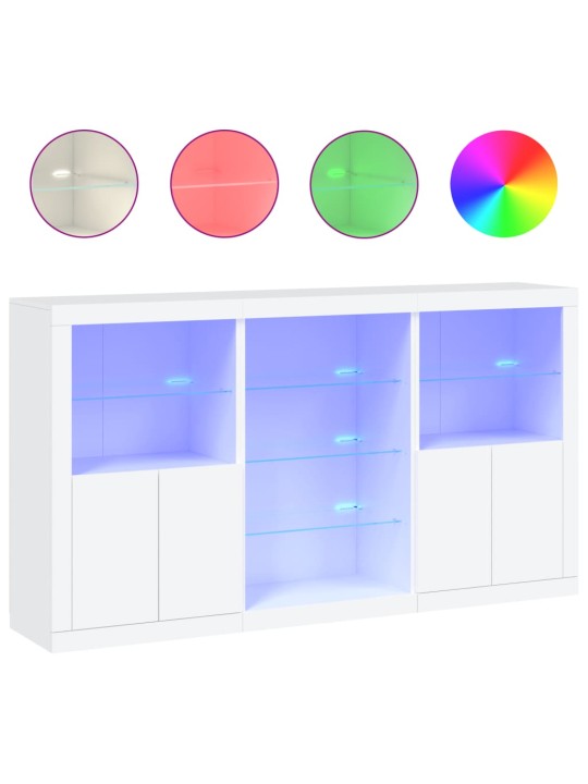 Kumode ar LED lampiņām, balta, 181,5x37x100 cm