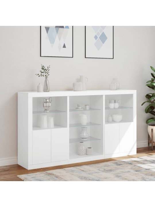 Kumode ar LED lampiņām, balta, 181,5x37x100 cm