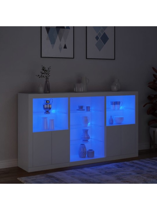 Kumode ar LED lampiņām, balta, 181,5x37x100 cm