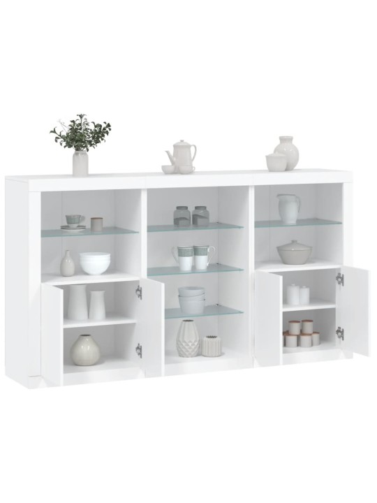 Kumode ar LED lampiņām, balta, 181,5x37x100 cm
