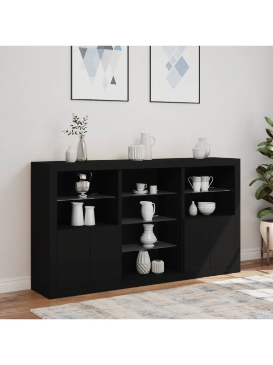 Kumode ar led lampiņām, melna, 181,5x37x100 cm
