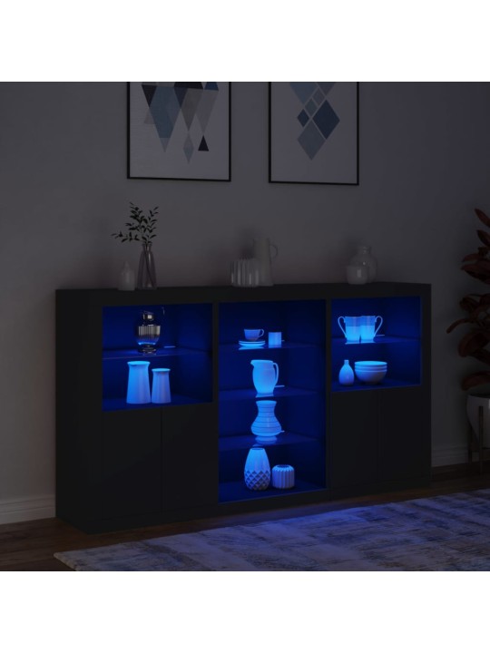 Kumode ar led lampiņām, melna, 181,5x37x100 cm