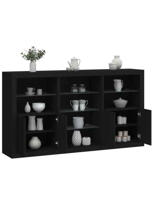 Kumode ar led lampiņām, melna, 181,5x37x100 cm