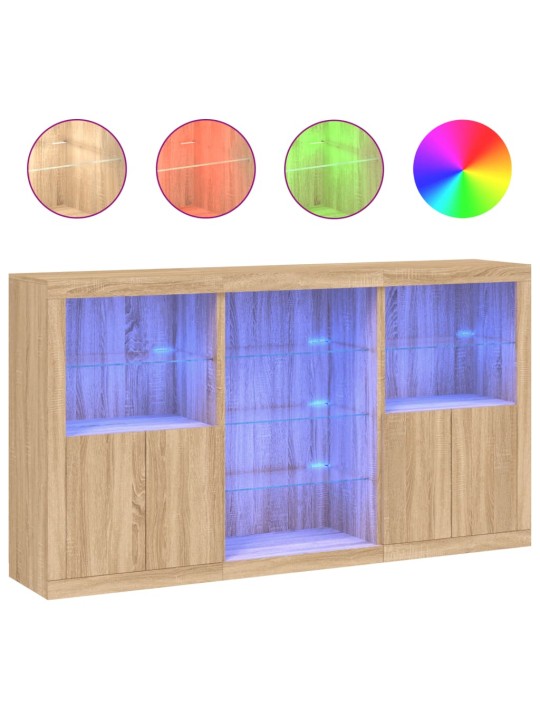 Kumode ar led lampiņām, ozolkoka krāsa, 181,5x37x100 cm