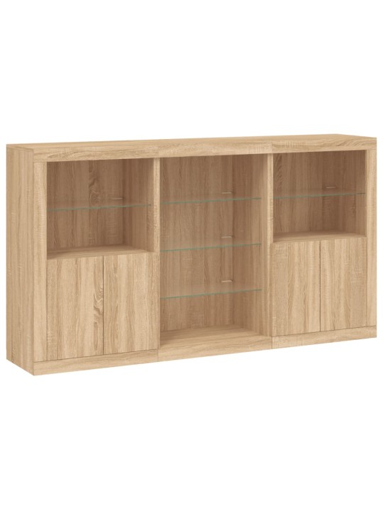 Kumode ar led lampiņām, ozolkoka krāsa, 181,5x37x100 cm