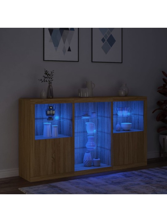 Kumode ar led lampiņām, ozolkoka krāsa, 181,5x37x100 cm