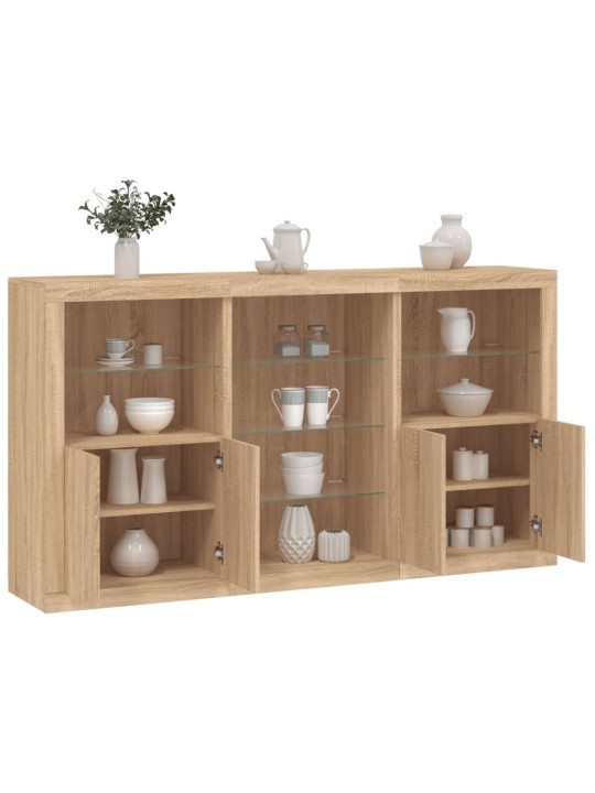Kumode ar led lampiņām, ozolkoka krāsa, 181,5x37x100 cm